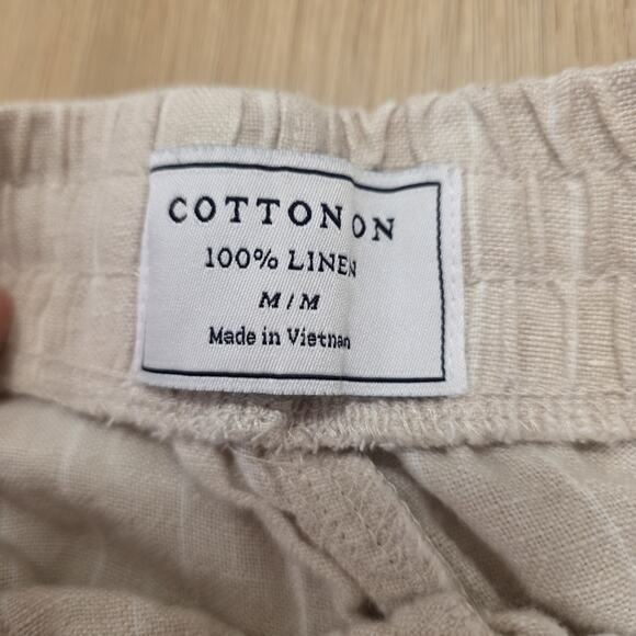 Cotton On Cream White Striped 100% Linen Coastal Pull On Jogger Pants Size Small - Picture 3 of 8